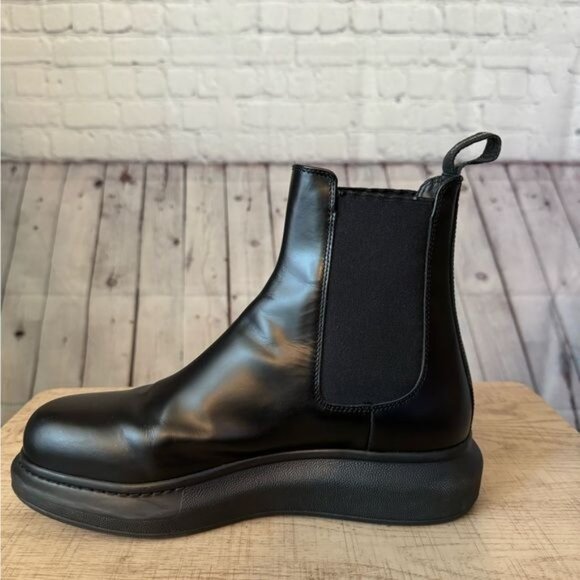 Alexander McQueen Men's Hybrid Chelsea Boot in Black Size 8.5 Designer - Picture 5 of 16